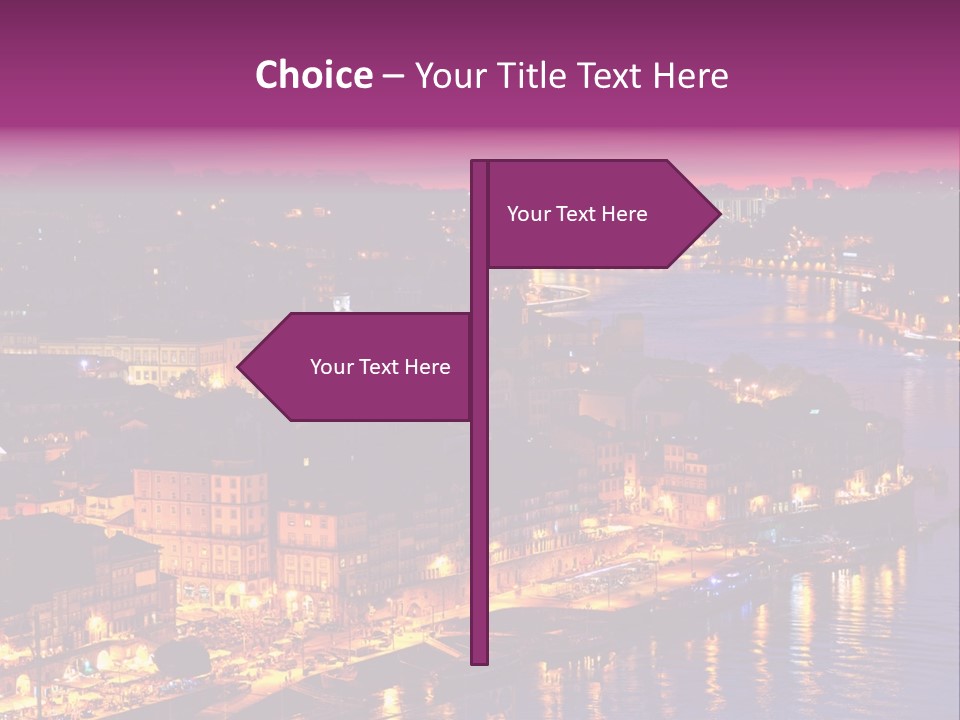 A City At Night With A Bridge In The Background PowerPoint Template