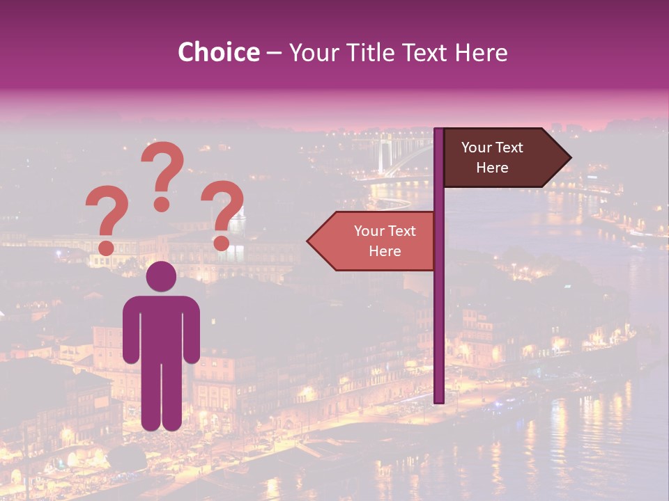 A City At Night With A Bridge In The Background PowerPoint Template