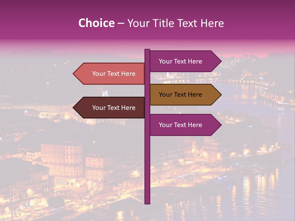 A City At Night With A Bridge In The Background PowerPoint Template