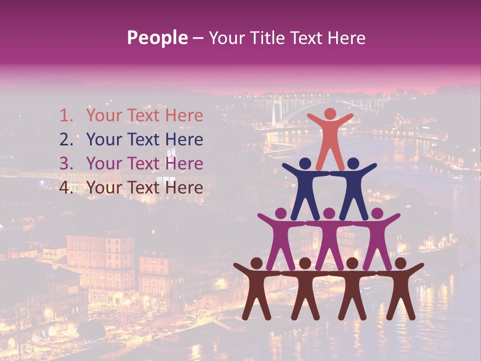 A City At Night With A Bridge In The Background PowerPoint Template