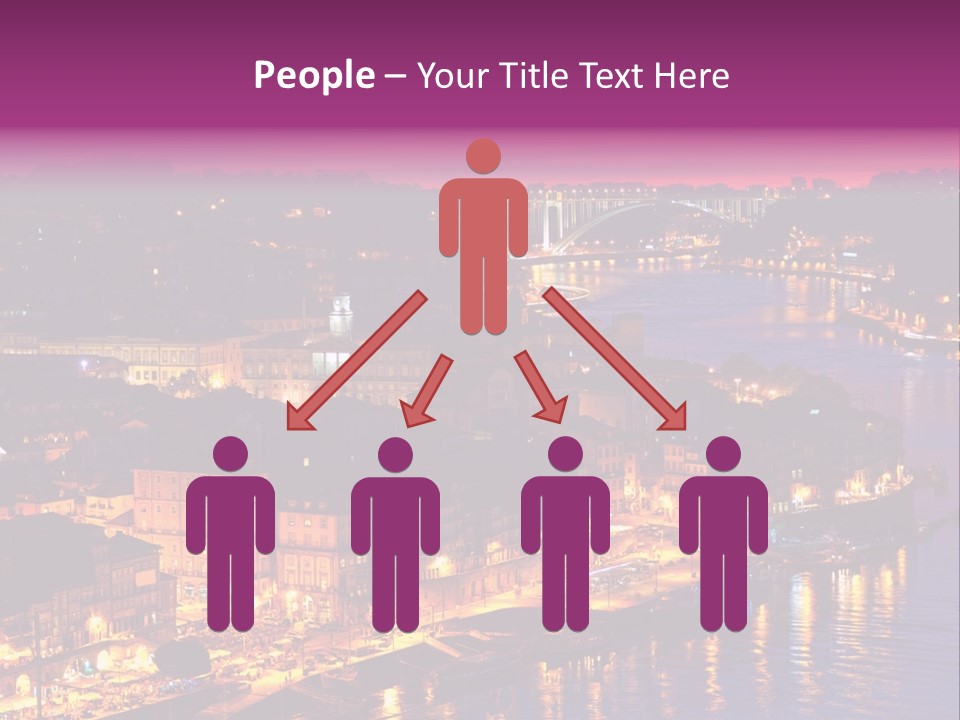 A City At Night With A Bridge In The Background PowerPoint Template