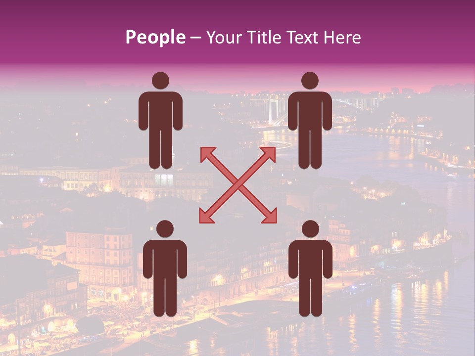 A City At Night With A Bridge In The Background PowerPoint Template