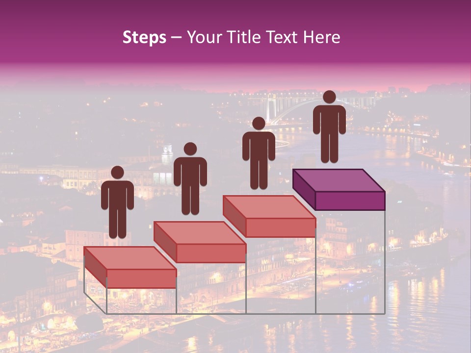 A City At Night With A Bridge In The Background PowerPoint Template