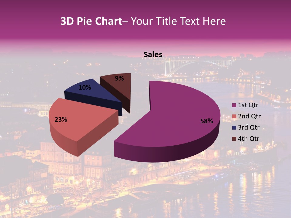 A City At Night With A Bridge In The Background PowerPoint Template