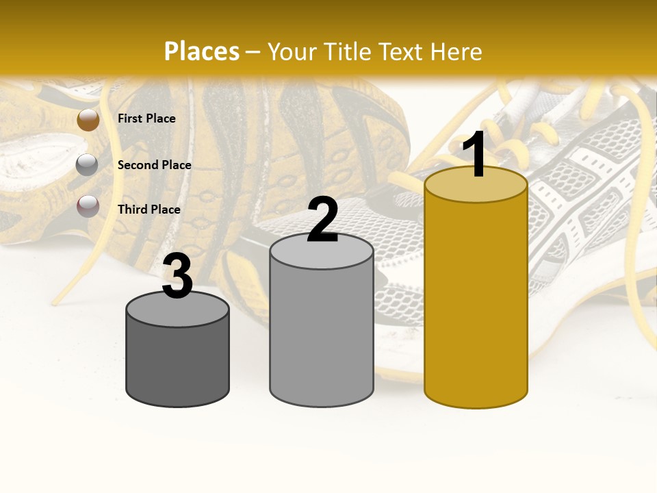A Pair Of Running Shoes On A White And Yellow Background PowerPoint Template