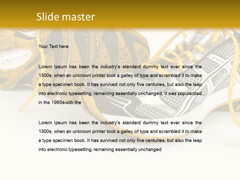 A Pair Of Running Shoes On A White And Yellow Background PowerPoint Template