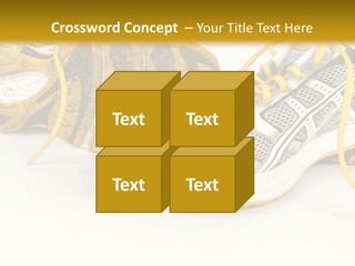 A Pair Of Running Shoes On A White And Yellow Background PowerPoint Template