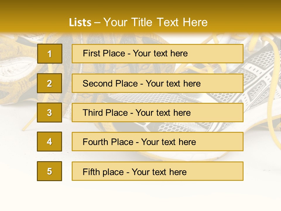 A Pair Of Running Shoes On A White And Yellow Background PowerPoint Template