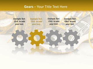 A Pair Of Running Shoes On A White And Yellow Background PowerPoint Template