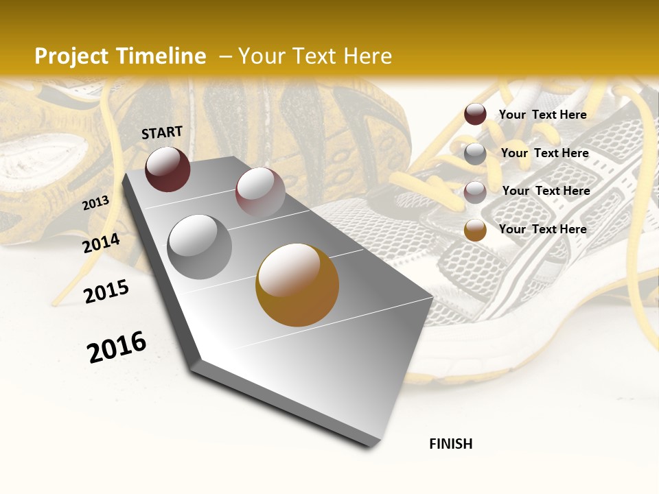 A Pair Of Running Shoes On A White And Yellow Background PowerPoint Template