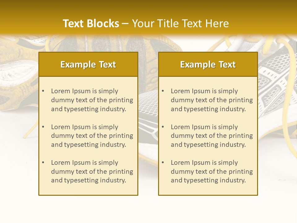 A Pair Of Running Shoes On A White And Yellow Background PowerPoint Template