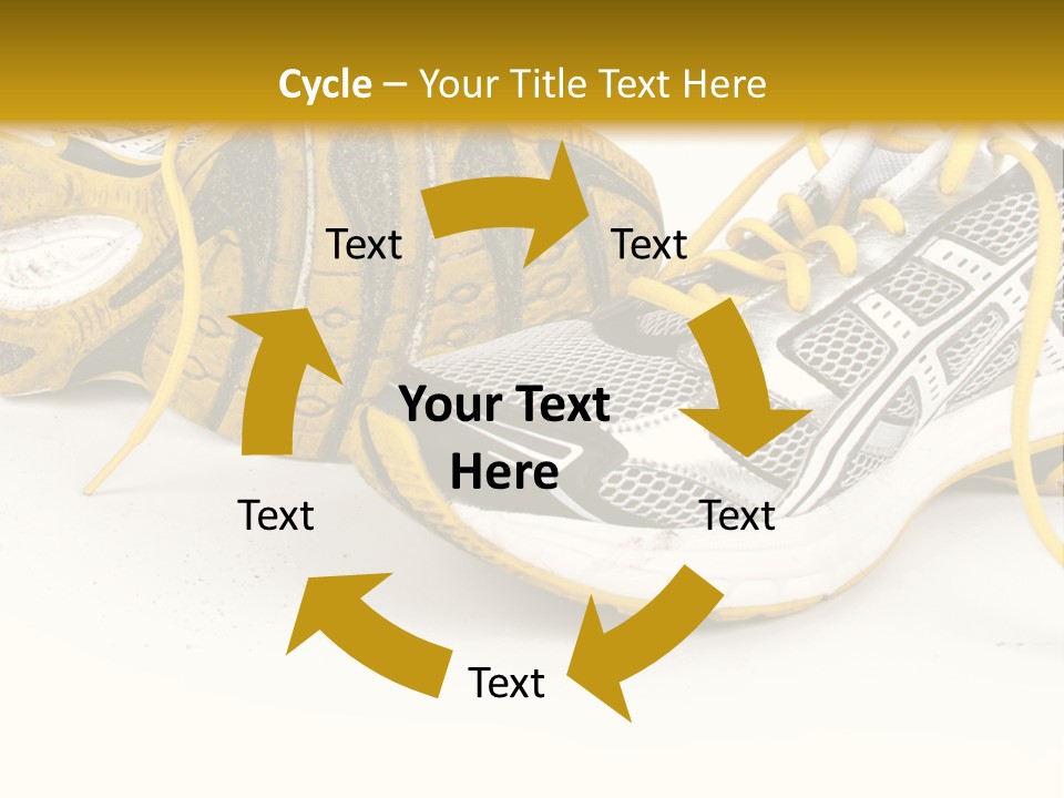 A Pair Of Running Shoes On A White And Yellow Background PowerPoint Template
