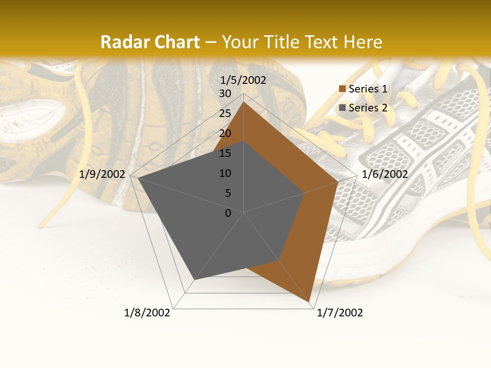 A Pair Of Running Shoes On A White And Yellow Background PowerPoint Template