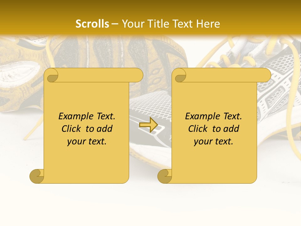 A Pair Of Running Shoes On A White And Yellow Background PowerPoint Template