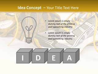 A Pair Of Running Shoes On A White And Yellow Background PowerPoint Template
