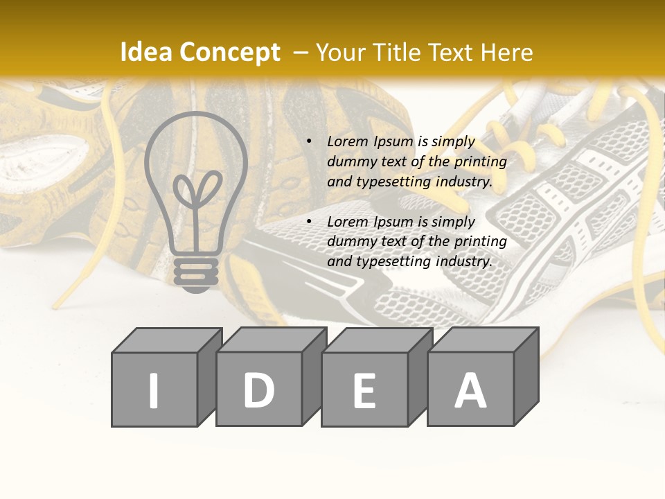 A Pair Of Running Shoes On A White And Yellow Background PowerPoint Template