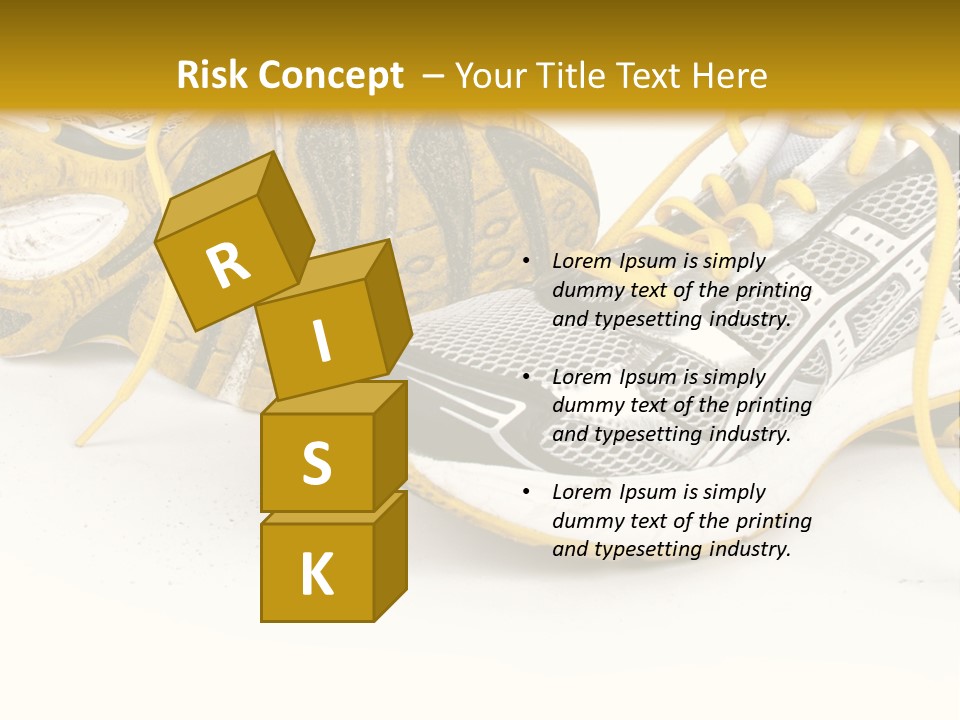 A Pair Of Running Shoes On A White And Yellow Background PowerPoint Template