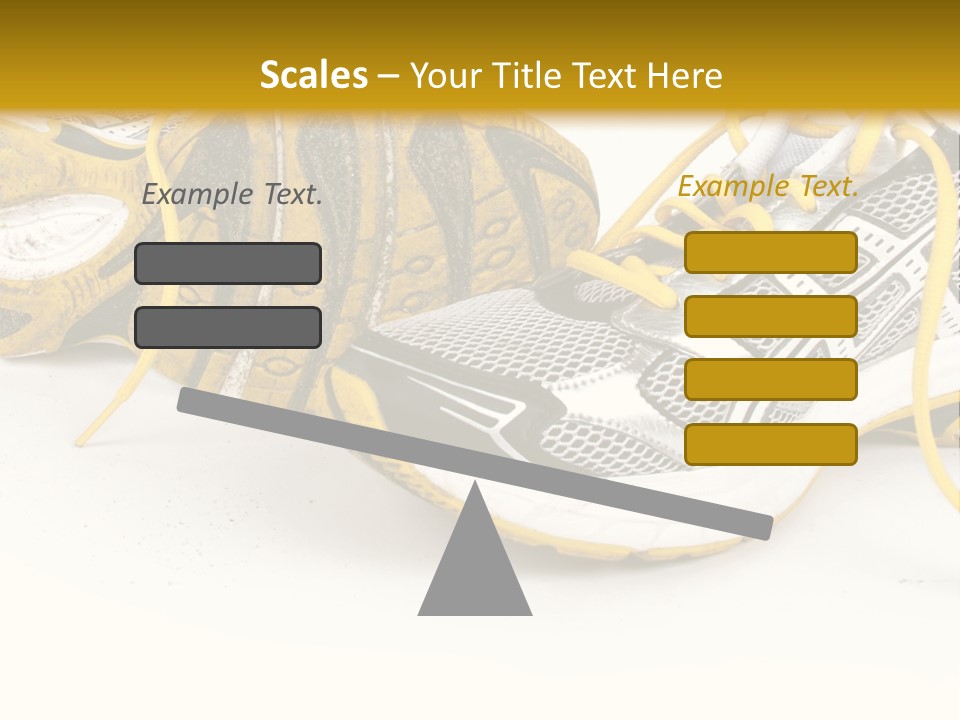 A Pair Of Running Shoes On A White And Yellow Background PowerPoint Template