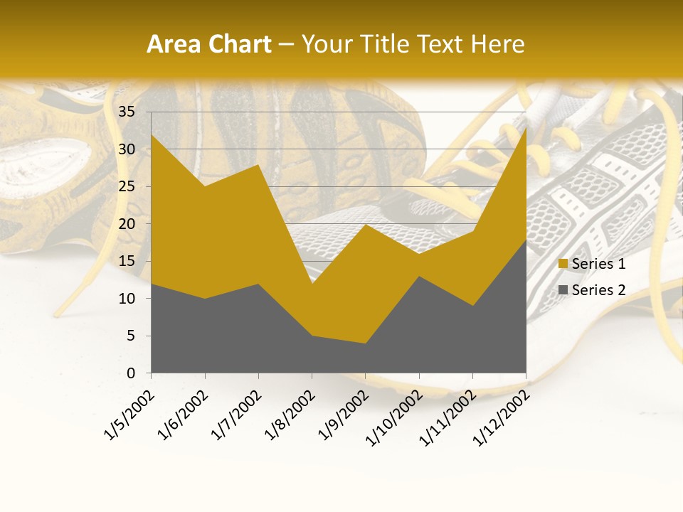 A Pair Of Running Shoes On A White And Yellow Background PowerPoint Template