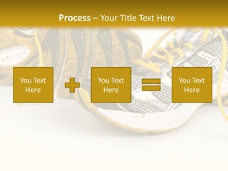 A Pair Of Running Shoes On A White And Yellow Background PowerPoint Template