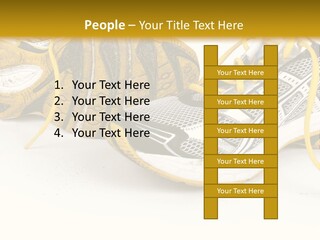 A Pair Of Running Shoes On A White And Yellow Background PowerPoint Template