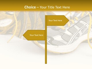 A Pair Of Running Shoes On A White And Yellow Background PowerPoint Template