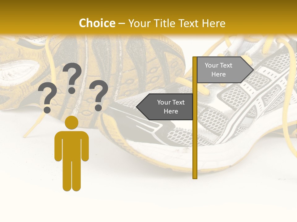 A Pair Of Running Shoes On A White And Yellow Background PowerPoint Template