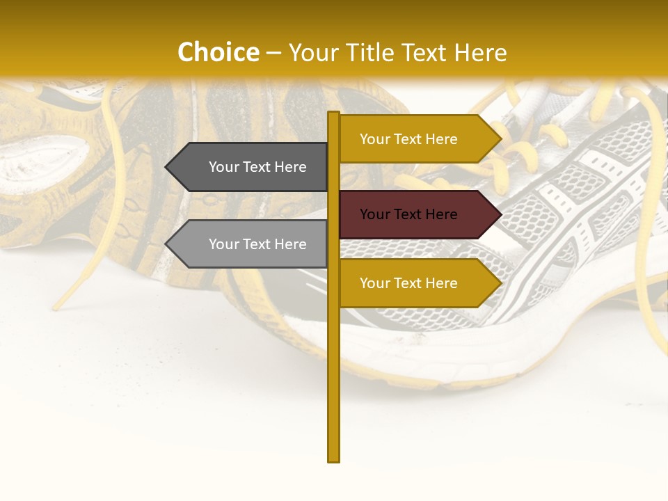 A Pair Of Running Shoes On A White And Yellow Background PowerPoint Template