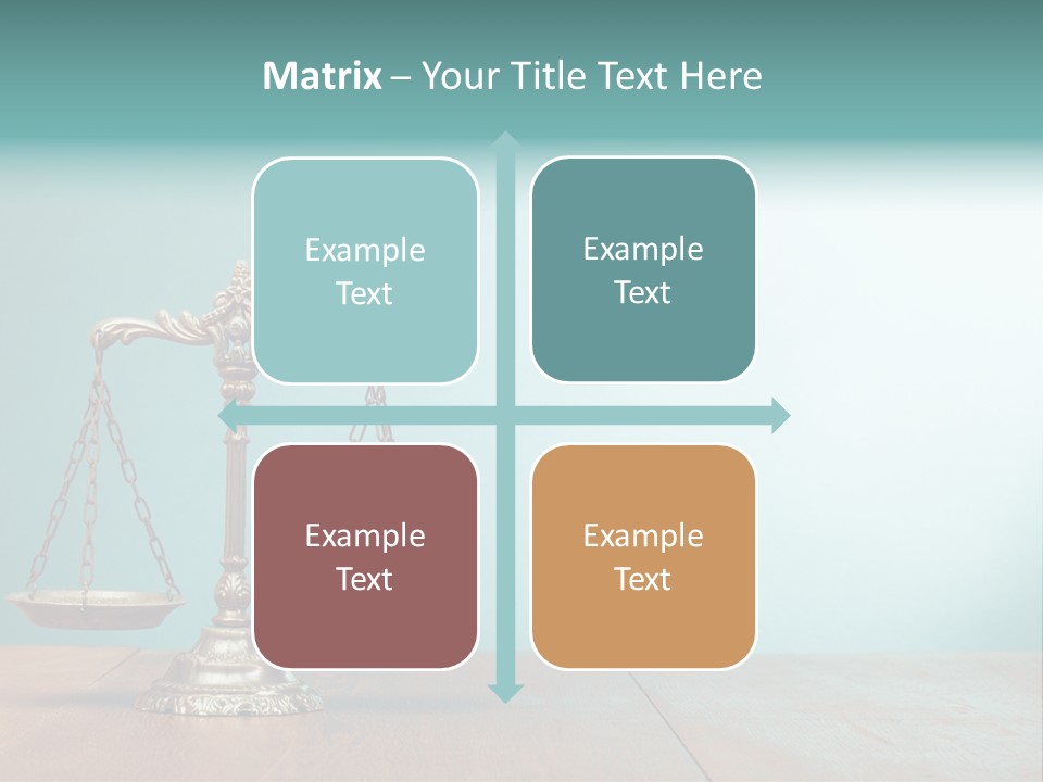 A Scale On A Wooden Table With A Blue Background PowerPoint Template