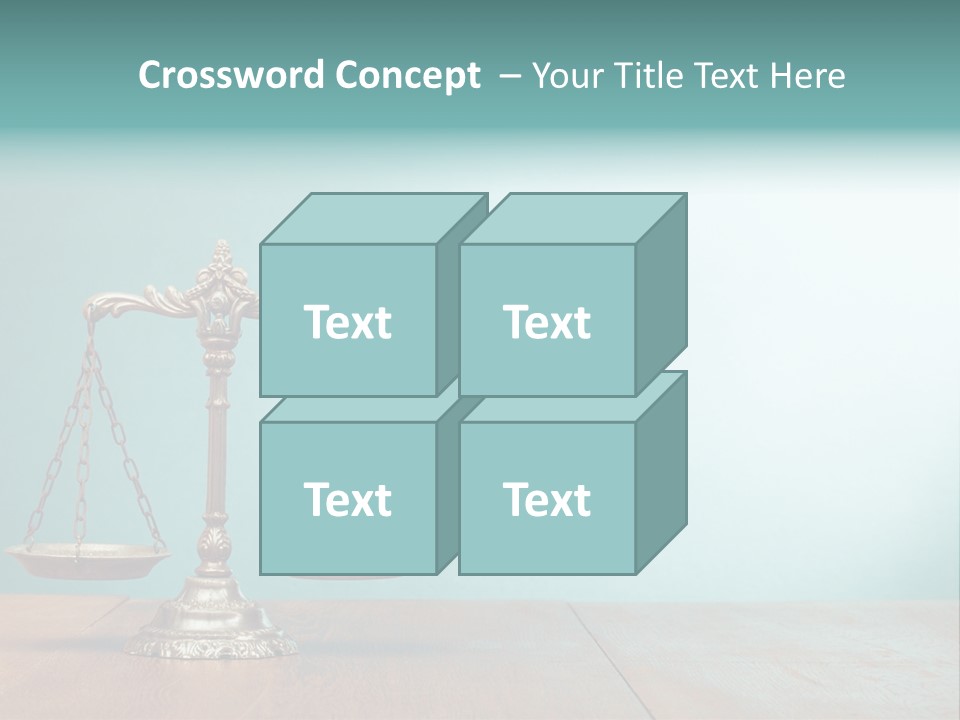 A Scale On A Wooden Table With A Blue Background PowerPoint Template