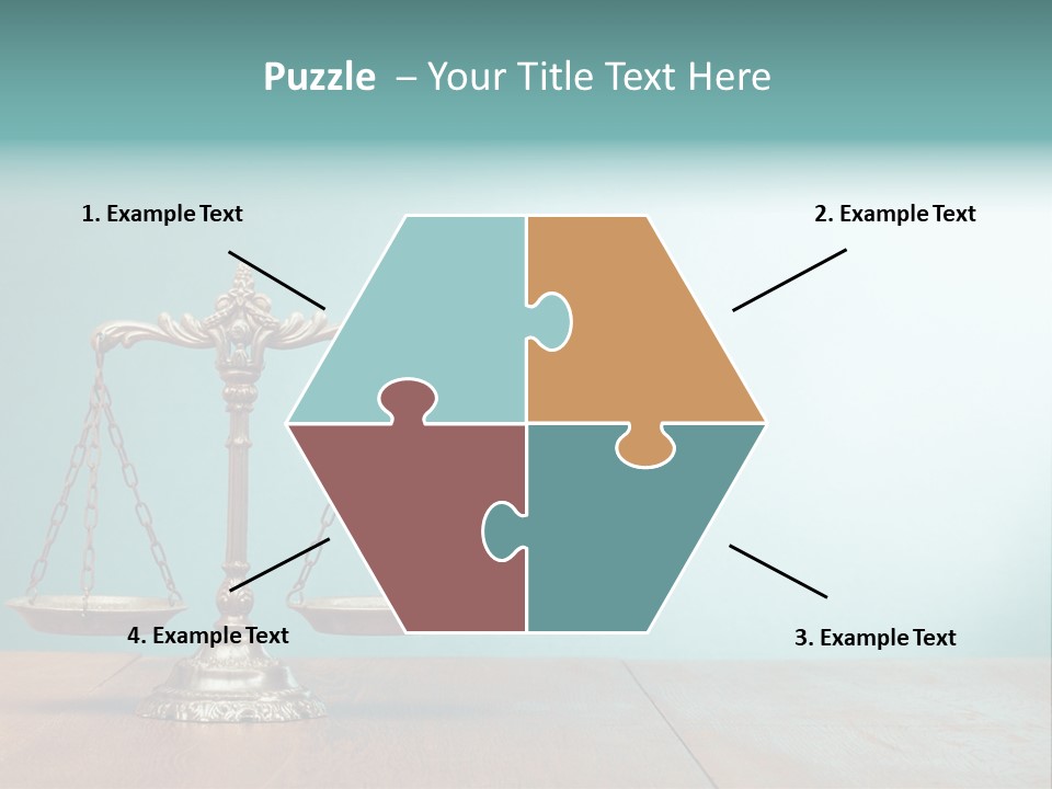 A Scale On A Wooden Table With A Blue Background PowerPoint Template