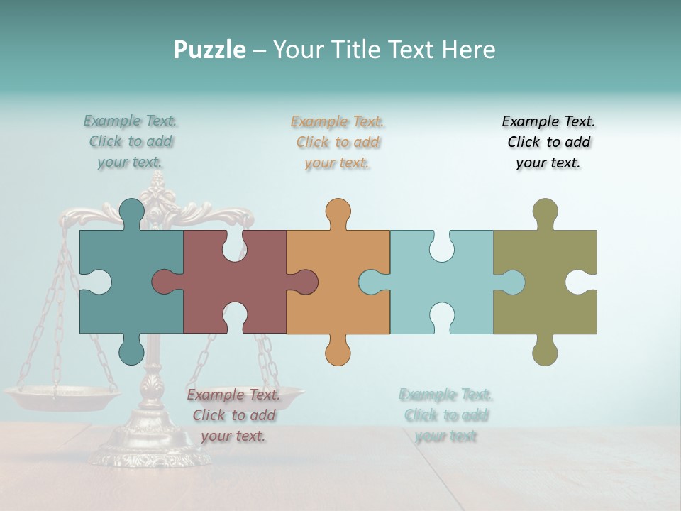 A Scale On A Wooden Table With A Blue Background PowerPoint Template