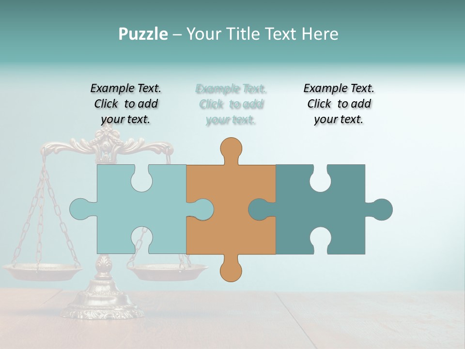 A Scale On A Wooden Table With A Blue Background PowerPoint Template