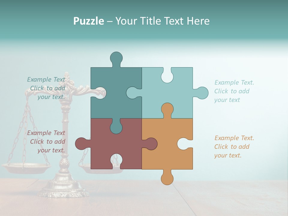 A Scale On A Wooden Table With A Blue Background PowerPoint Template