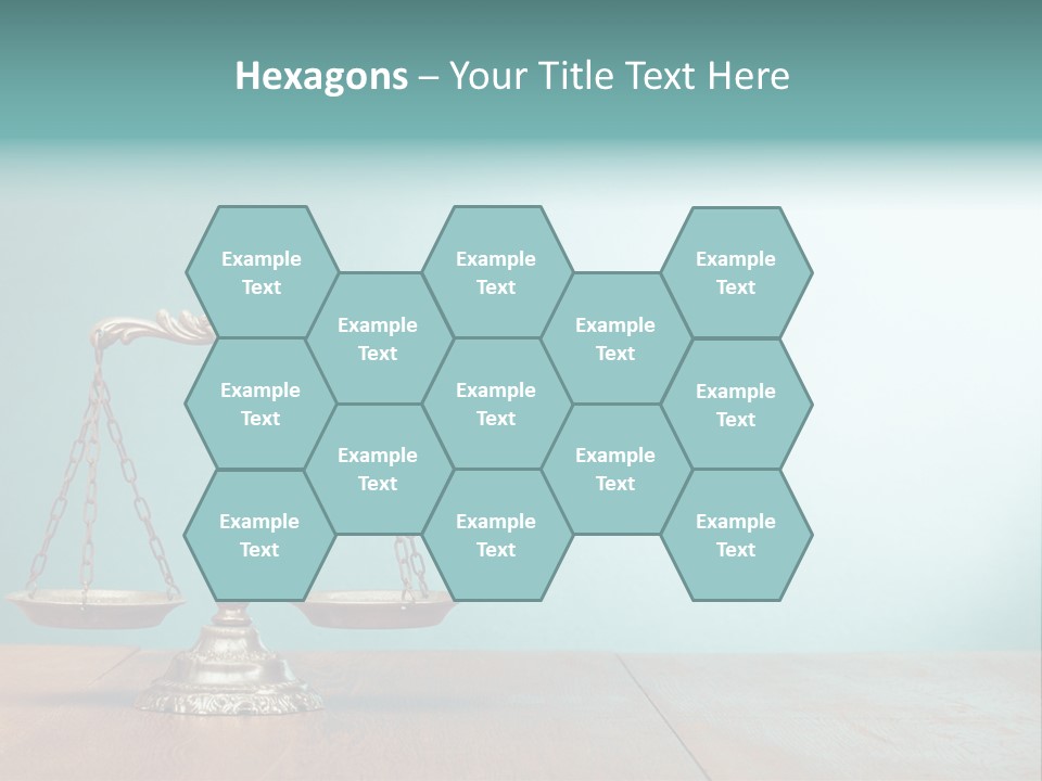 A Scale On A Wooden Table With A Blue Background PowerPoint Template