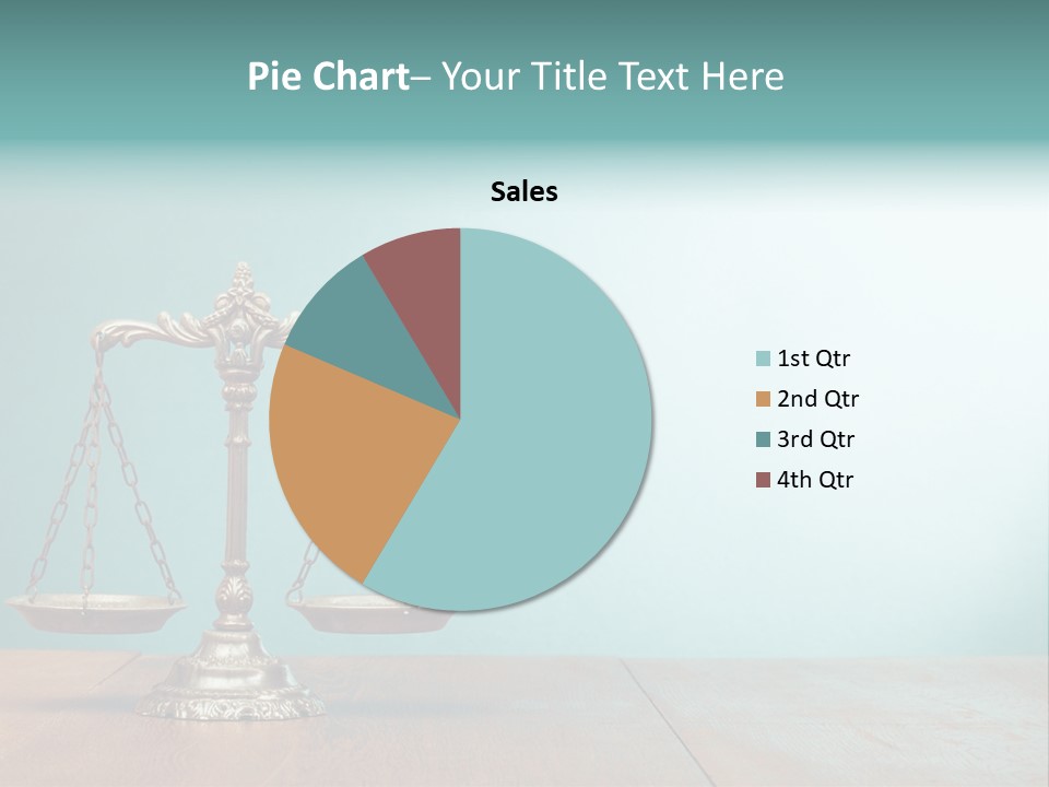 A Scale On A Wooden Table With A Blue Background PowerPoint Template