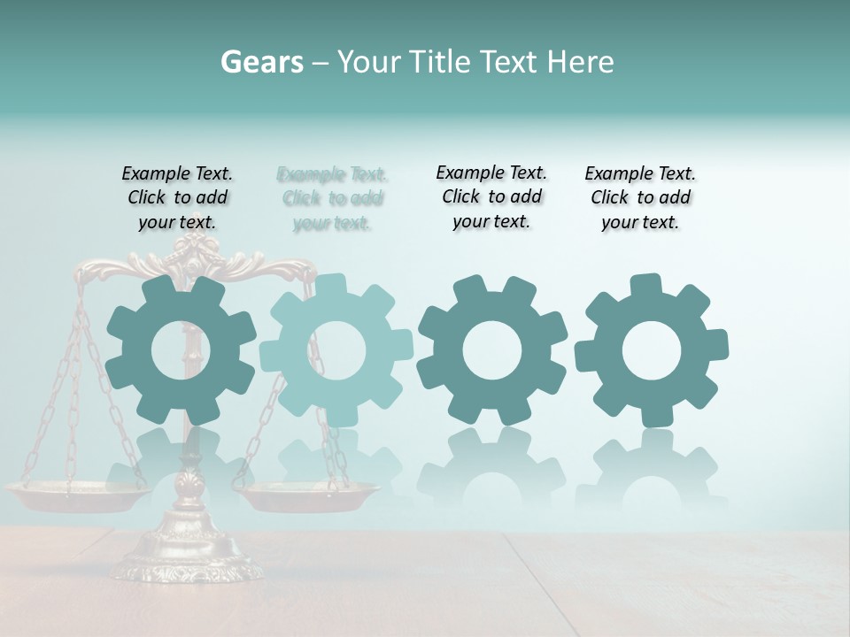 A Scale On A Wooden Table With A Blue Background PowerPoint Template