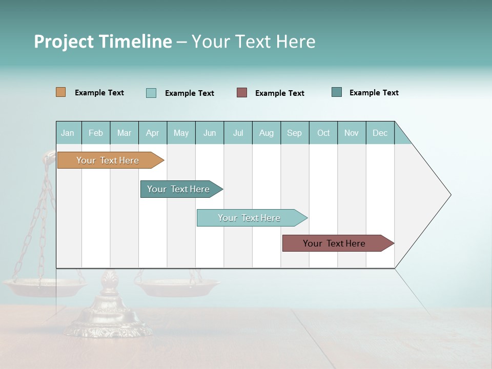 A Scale On A Wooden Table With A Blue Background PowerPoint Template