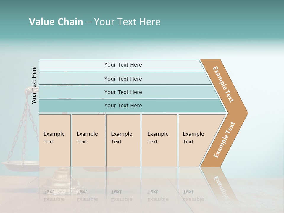 A Scale On A Wooden Table With A Blue Background PowerPoint Template