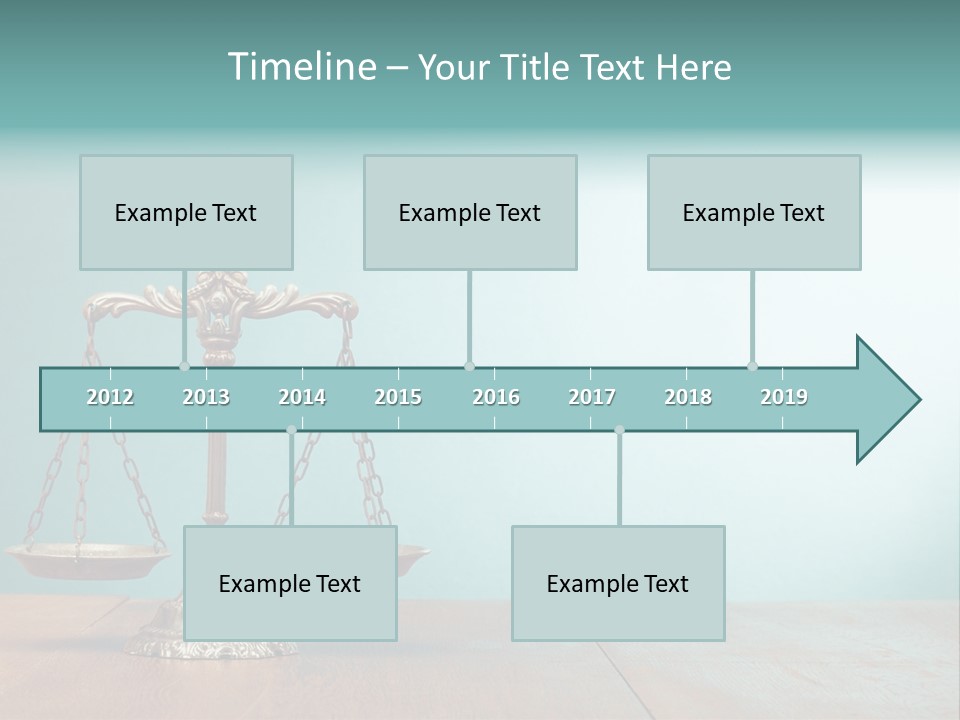 A Scale On A Wooden Table With A Blue Background PowerPoint Template
