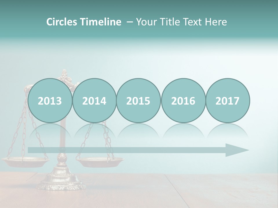 A Scale On A Wooden Table With A Blue Background PowerPoint Template