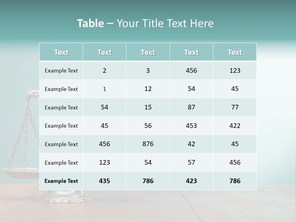 A Scale On A Wooden Table With A Blue Background PowerPoint Template