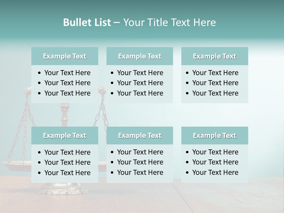 A Scale On A Wooden Table With A Blue Background PowerPoint Template