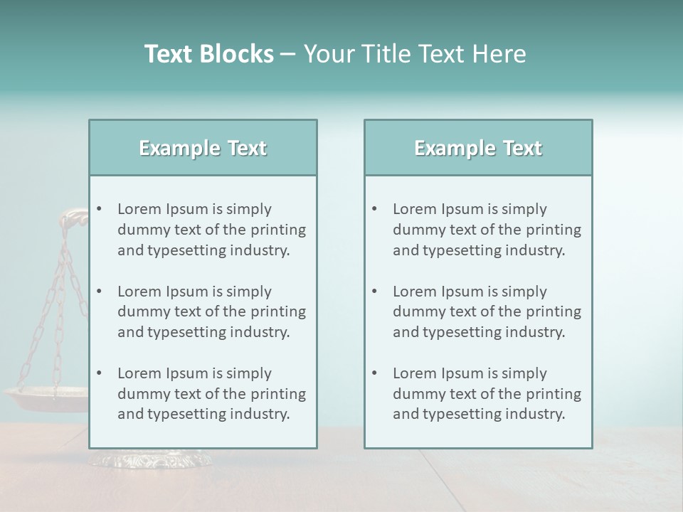 A Scale On A Wooden Table With A Blue Background PowerPoint Template
