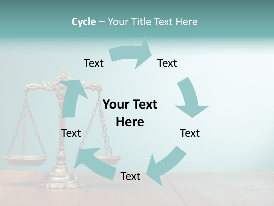 A Scale On A Wooden Table With A Blue Background PowerPoint Template