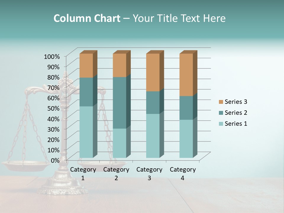 A Scale On A Wooden Table With A Blue Background PowerPoint Template