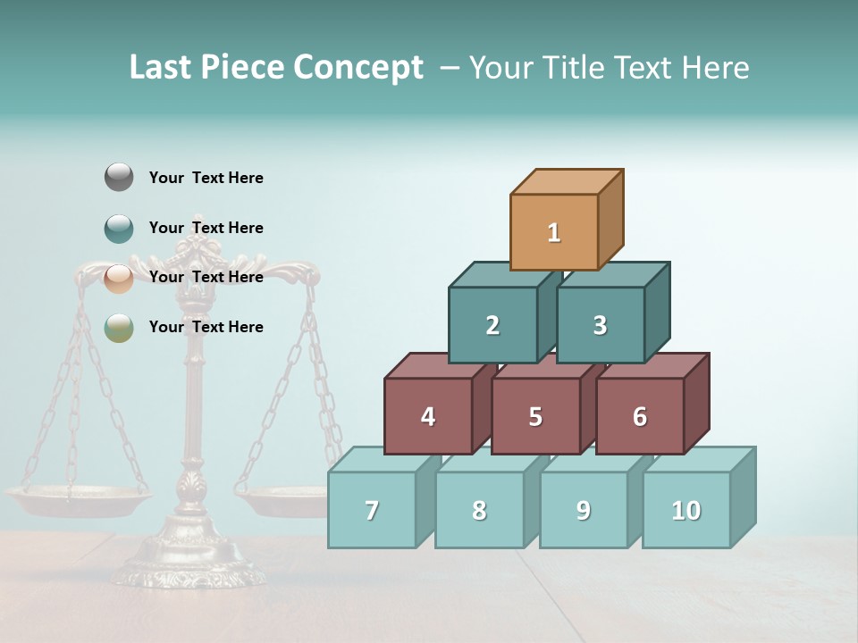 A Scale On A Wooden Table With A Blue Background PowerPoint Template