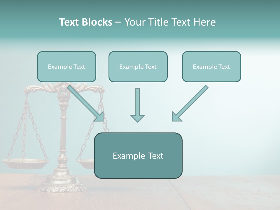 A Scale On A Wooden Table With A Blue Background PowerPoint Template