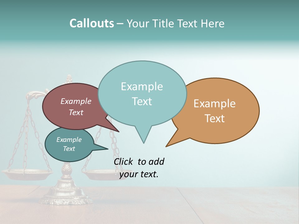 A Scale On A Wooden Table With A Blue Background PowerPoint Template
