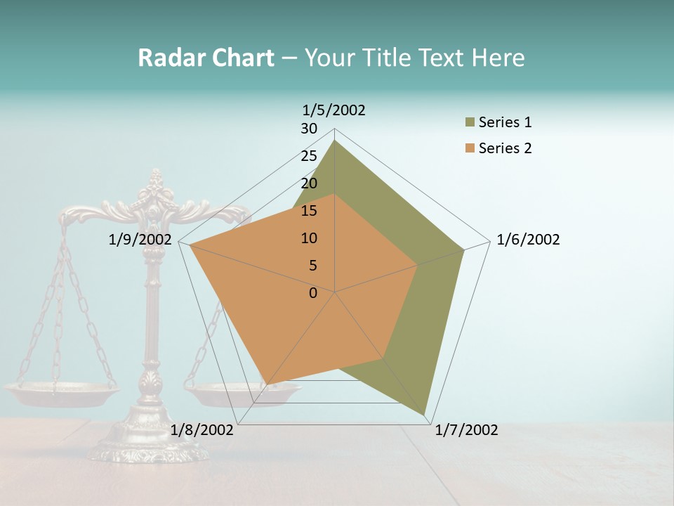 A Scale On A Wooden Table With A Blue Background PowerPoint Template